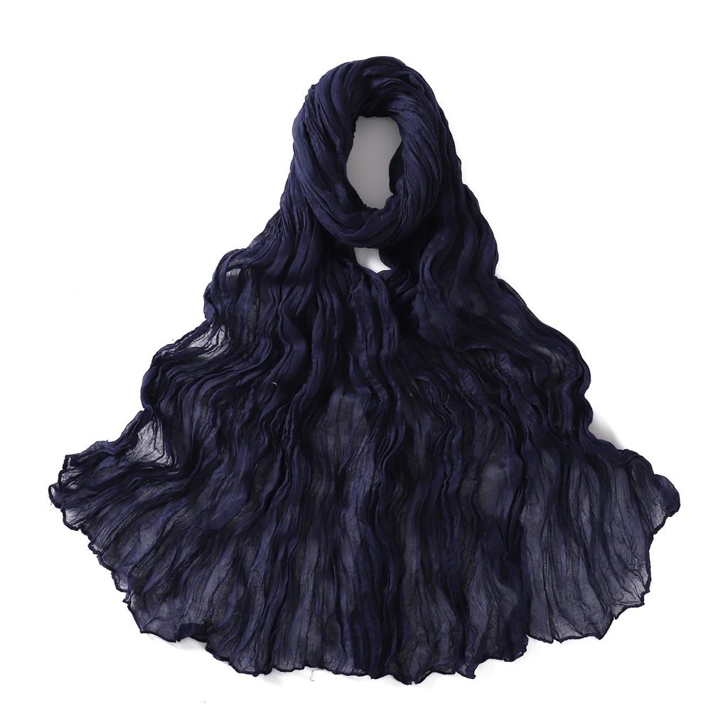 Autumn New Crumpled Scarf For Women Girls Students Solid Color Cotton Voile Thin Scarves Soft Knitting Shawl Female Wrap Shawls