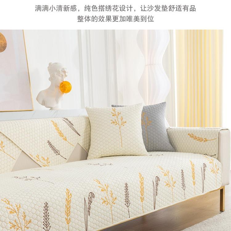 Foreign Trade Solid Color Pure Cotton Four Seasons Non-Slip Simple Cotton Fabric Universal Seat Cushion Winter Sofa Cover Cover Cloth Towel