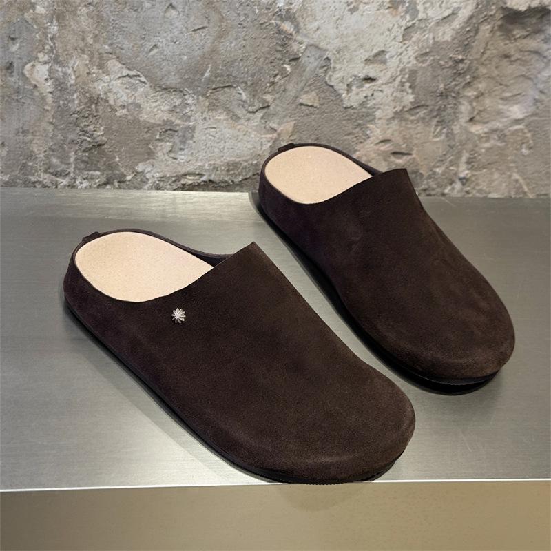Outdoor lazy one-pedal summer new breathable half-pack slippers fashion versatile sandals 65167 brown-J