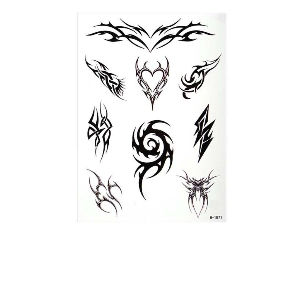 Y2k Spicy Girl Punk Style Tattoo Stickers Totem Butterfly Waterproof Temporary Tattoo Demon Love Heart Long Lasting