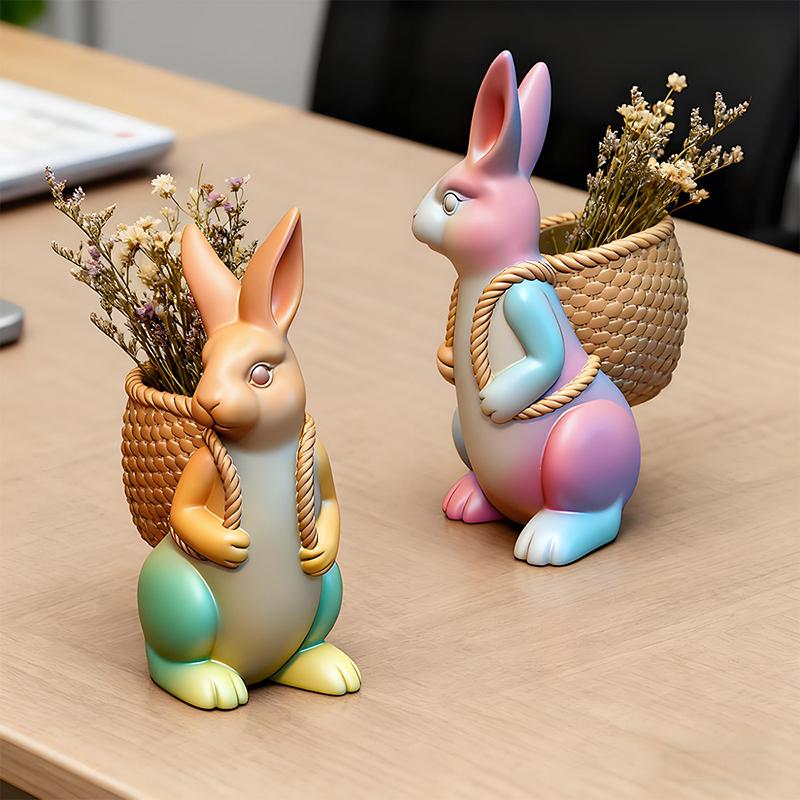WTEMPO Rabbit Shaped Resin Mold Cute Bunny Design Silicone Mold for Epoxy Resin Crafts Soap Clay Candle Making Cabinet Desktop Decor Mold