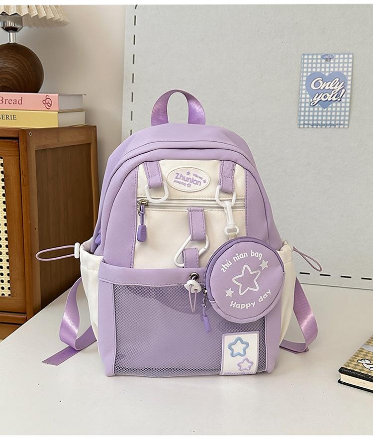 

School bag cute girl contrasting color mini girl Korean version of dopamine medium high value light