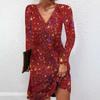 GMXIA Spring and Autumn Fashion Elegant Sexy V-neck Dress