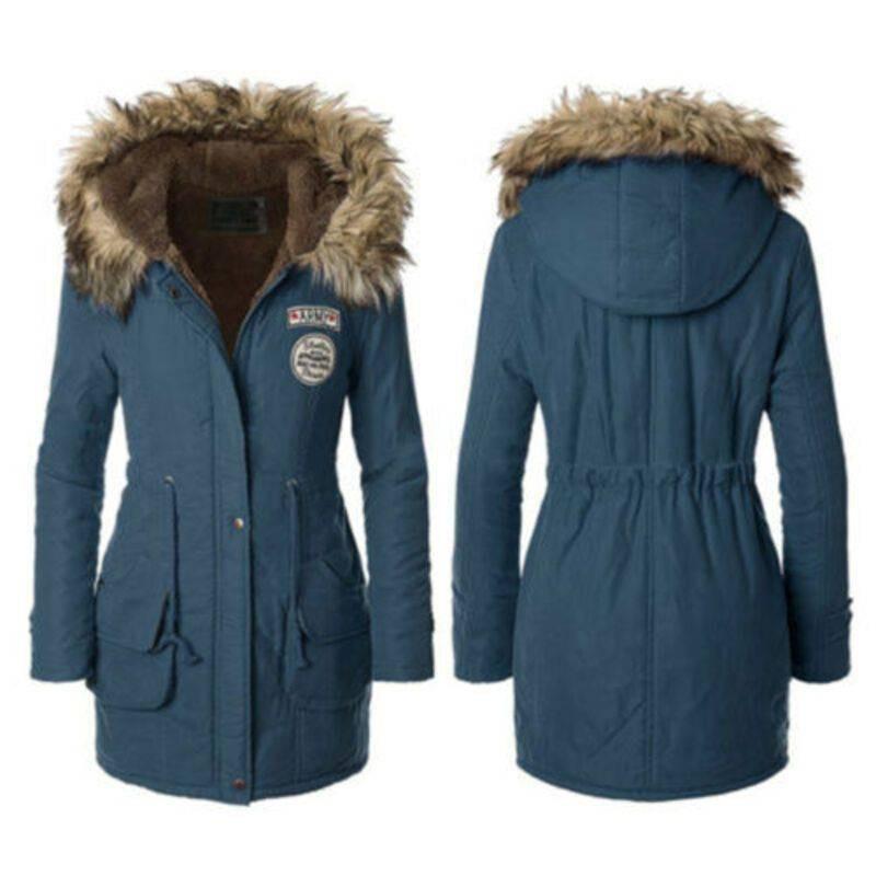 New Women's Warm Cotton Jacket With Fur Collar Hooded Parka For Winter