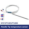 NTC\PT100\PT1000 Class A Temperature Sensor 4X100mm Needle Tip Wire Shielded Cable 1-8m Meter Food Grade Stainless Steel SUS304