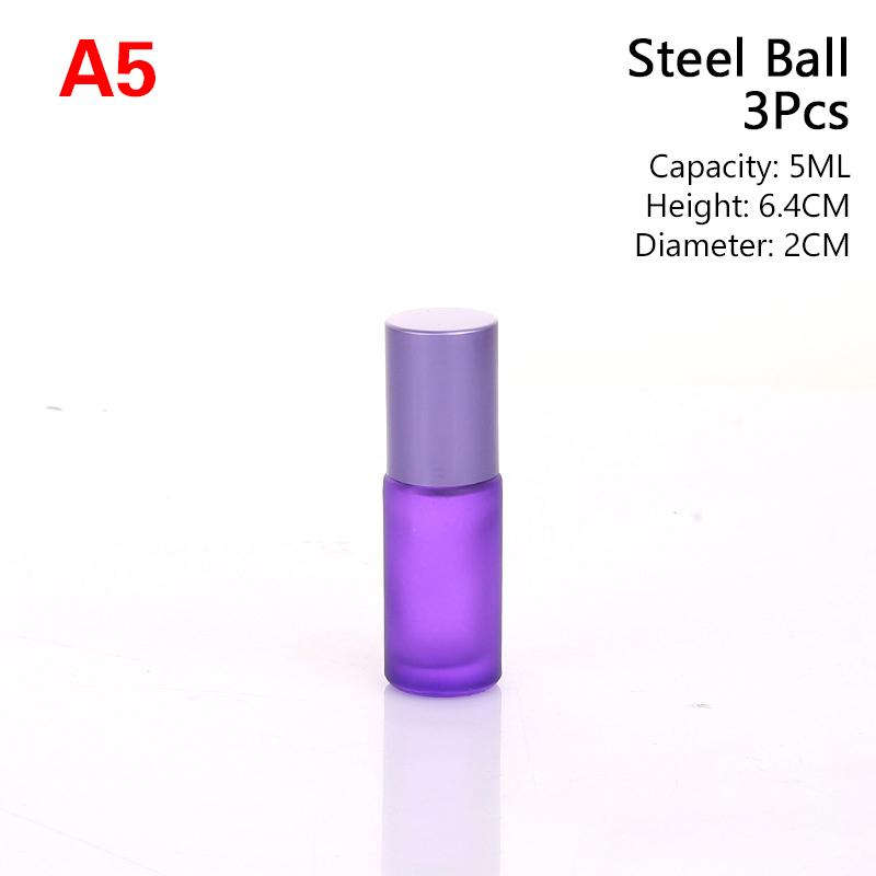 3Pcs Essential Oil Roll On Bottle Multicolour Empty Perfume Bottles Glass Containers Skincare Product Container