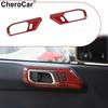 2PCS  Interior Door Handle Decor Cover Trim for 21+ Ford Bronco Red Carbon Fiber