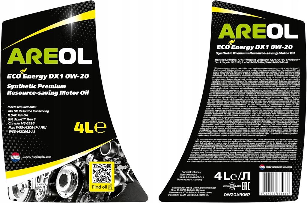 Areol eco energy dx1 0w-20 olej silnikowy 4l