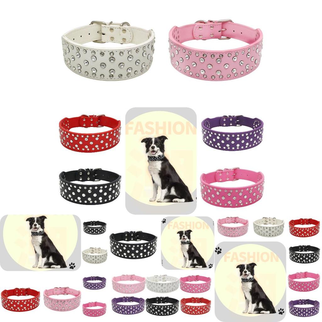 Expandable Pet Collar Chain With Gorgeous Rhinestone Design Various Colors Available