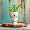 Cartoon Flower Planter Resin Plant Cultivation Pot Table Decor Plant Growing Container  Office