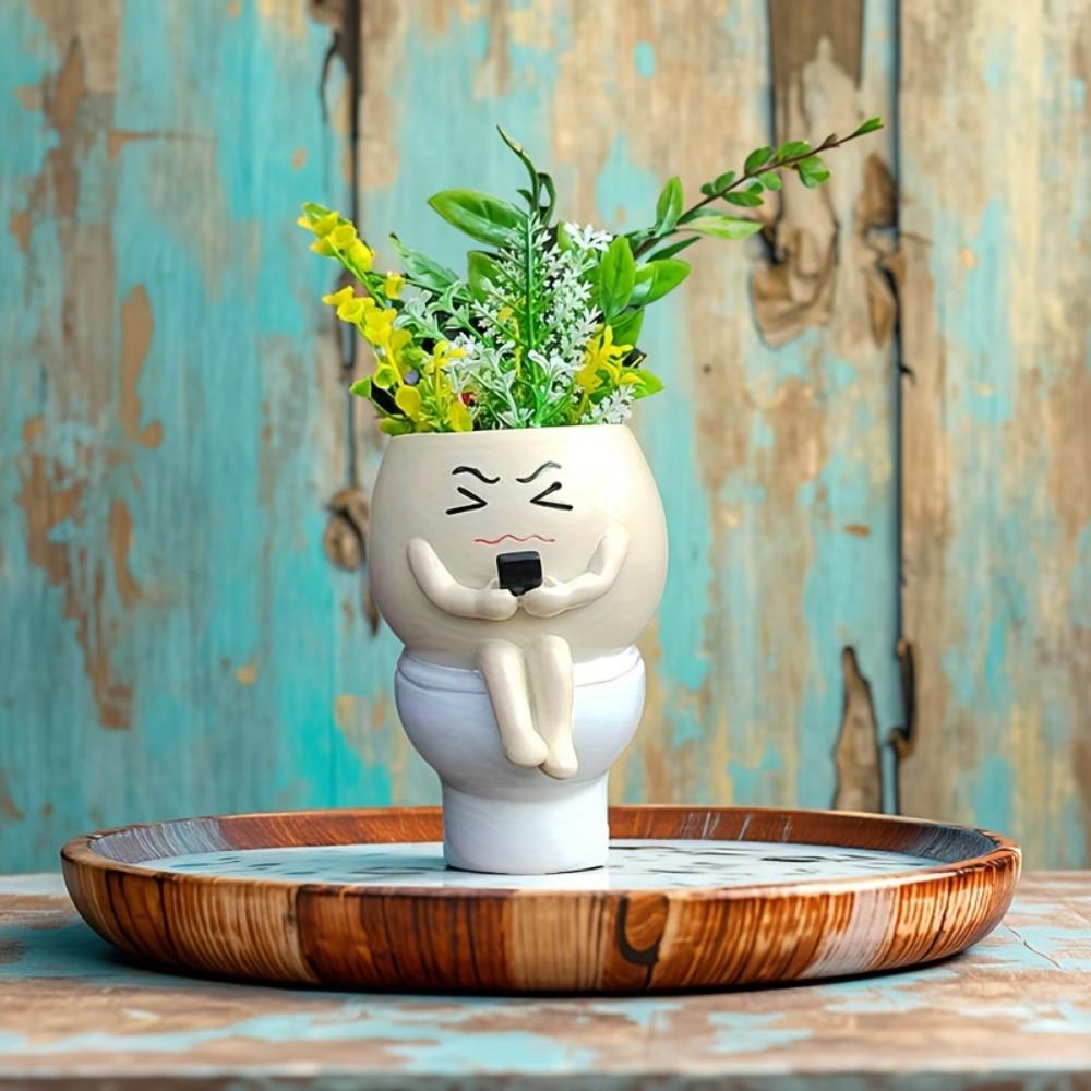 Cartoon Flower Planter Resin Plant Cultivation Pot Table Decor Plant Growing Container Office