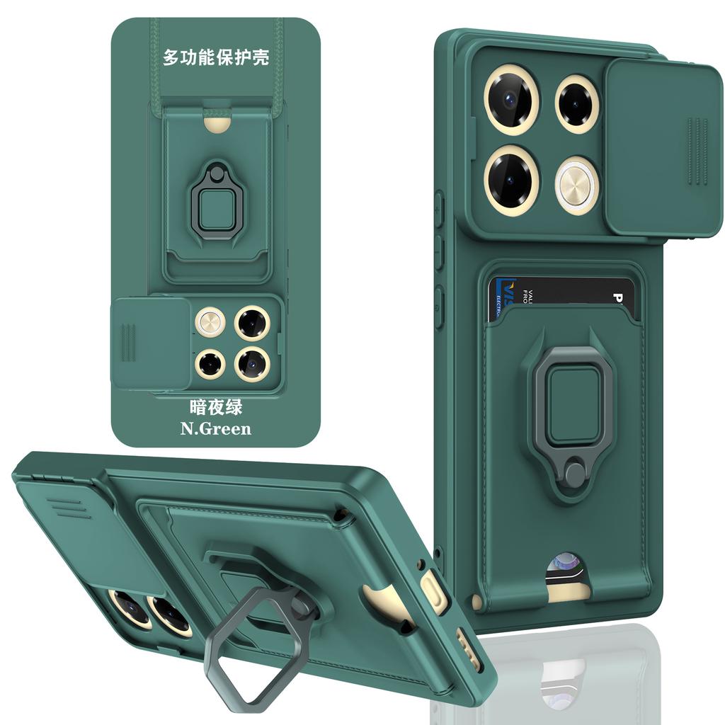 Applicable To Transsion INFINIX note40Pro Card Mobile Phone Case HOT50 Push Window POVA6 Bracket Lanyard Cover
