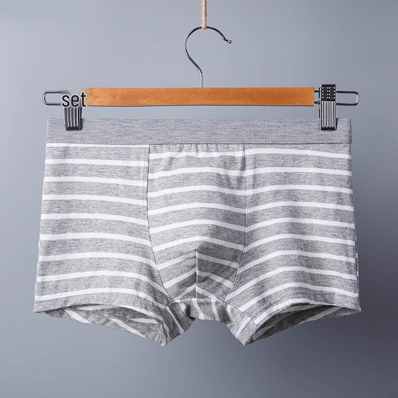 Pure Cotton Striped Men's Mid-Waist Boxer Briefs, Plus Size, Sporty and Trendy.