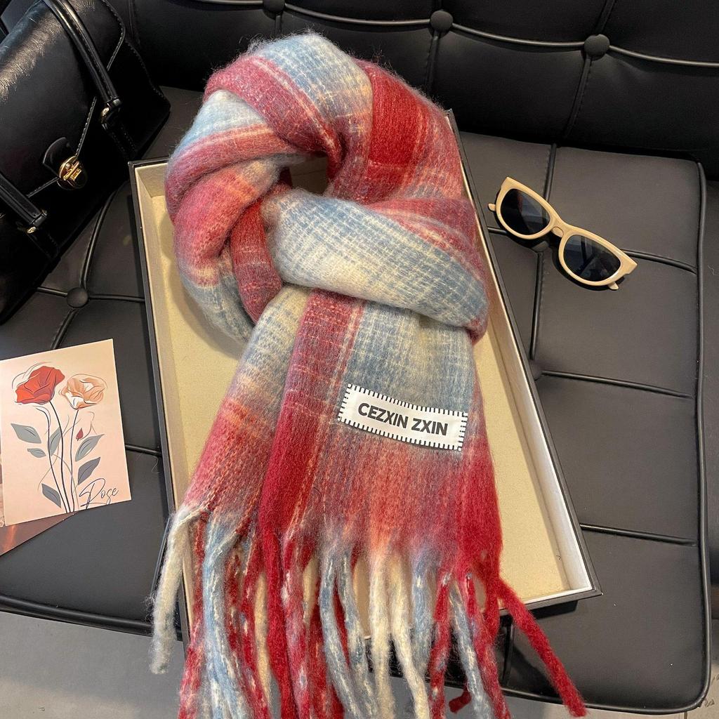 Women's Winter Imitation Cashmere Scarf - White Mohair Shawl Neck Warmer