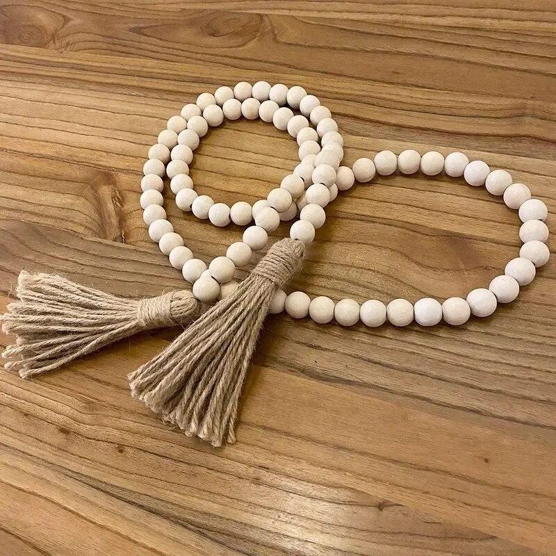 1 Stück Dekorative Perlenkordel Quaste Strang, Naturfarbe Boho Dekorative Wanddeko, Heimdeko Bastelornament, Gotischer Stil, zum Gebet
