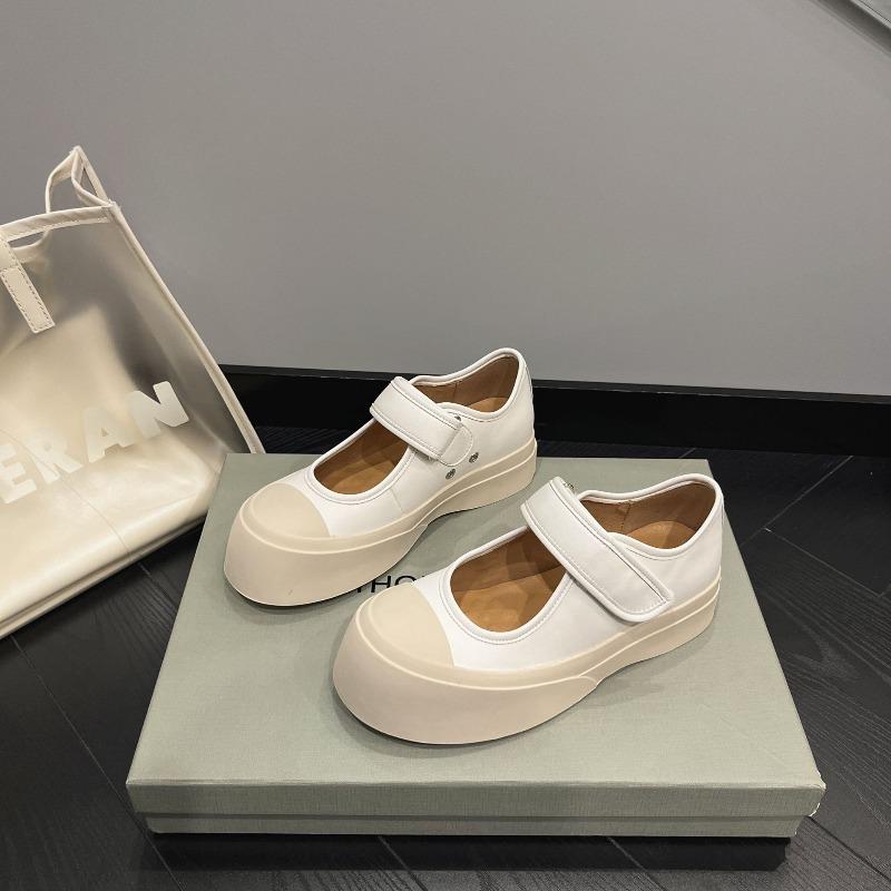 Cowhide Mary Jane women's shoes spring and summer new Velcro platform single shoes retro college style