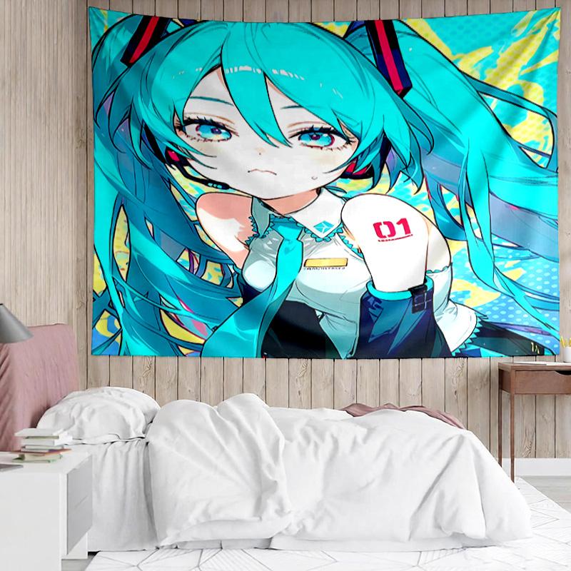 Hatsune Miku Tapestry for Bedroom Aesthetic Classroom Tapestries Wall Hanging for Living Room Dorm Office,Ideal Creative Gift