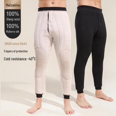 Men's Warm Winter Cotton Trousers with Wool and Silk Filling, Plus Size, Thick Velvet for Seniors