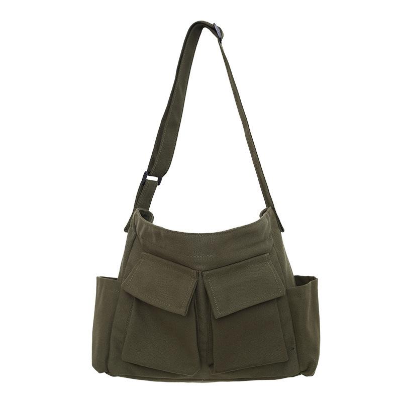 Tooling Wind Large Capacity Canvas Bag Simple Leisure Travel Shoulder Messenger Bag Men's and Women's Street Trend Messenger Bag