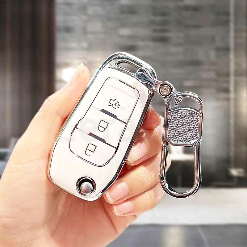 Tpu Shell Car Key Fob Case Cover For Ford Explorer Fiesta Ka Mondeo F-150 F-250 F-350 Ranger Smart Keyless Protector Keychain