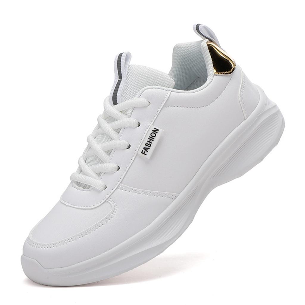 Fashionable and Casual New Leather Waterproof and Anti Slip Thick Soled Letter Sports and Leisure Running Plus Size Women's Shoes