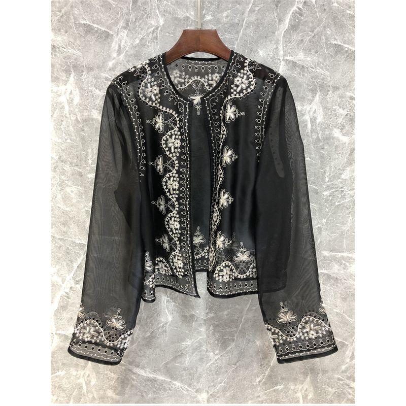 

Скидка 20% Сломанный Xixi Классический Шелковый Микро Прозрачный Вышитый Одежда для Защиты от Солнца для Женщин Европейские Товары Весенняя Черная Модная Куртка 61L 13 Black XL