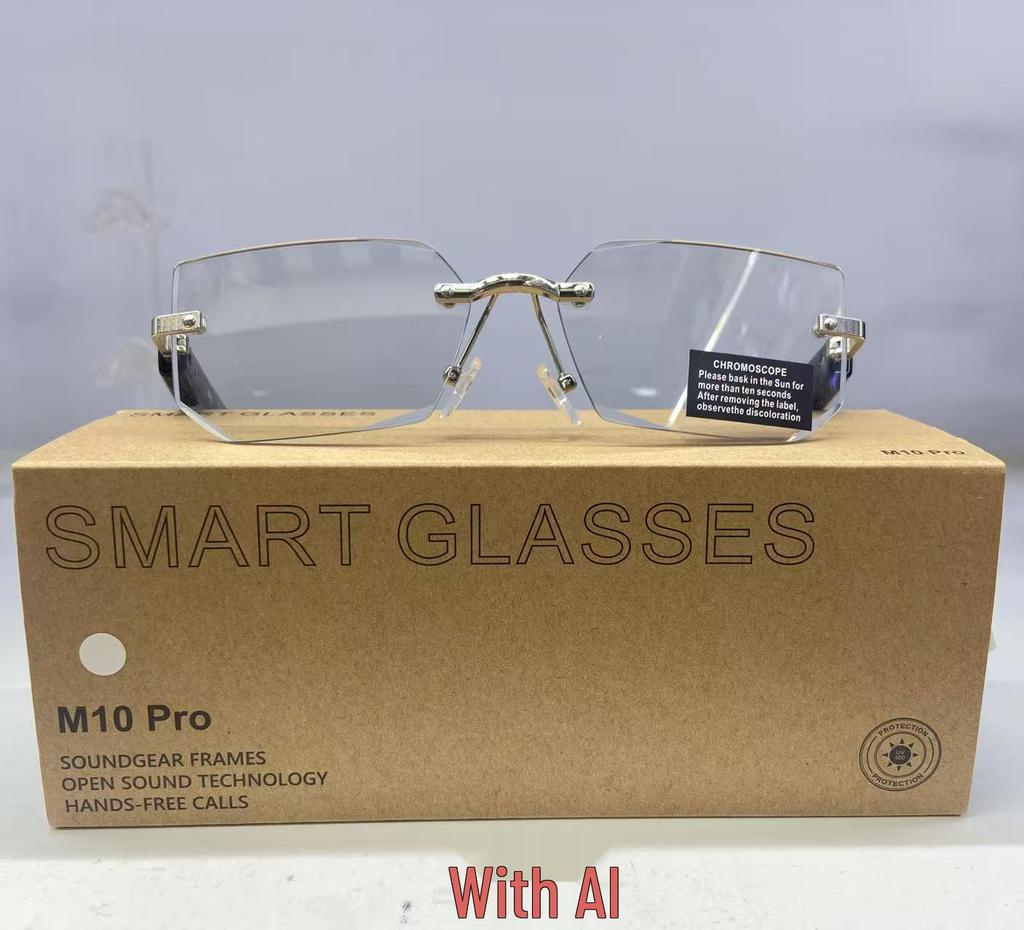 AI Smart Bluetooth Frameless Sunglasses with UV Protection and Photochromic Lenses, for Music and Calls