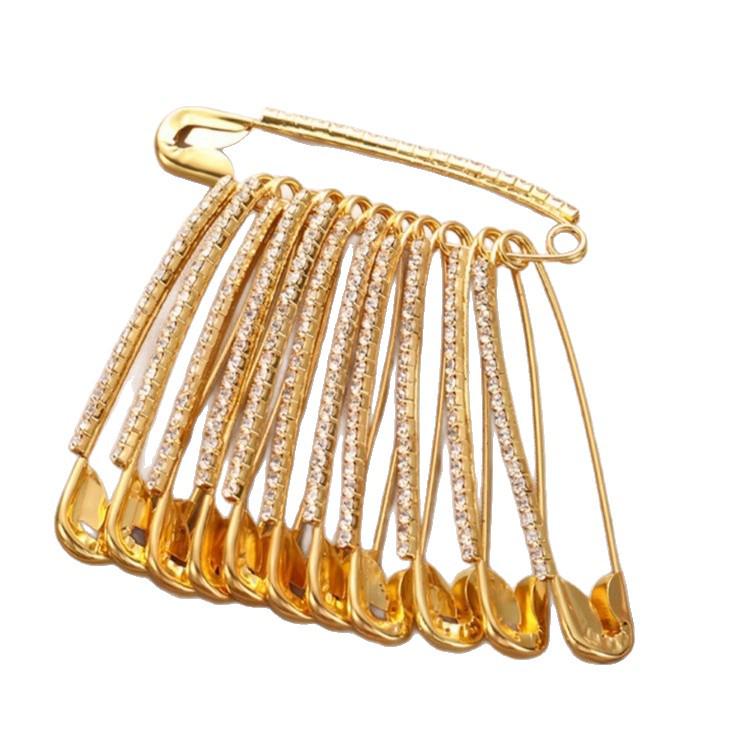 Elegant Gold Rhinestone Tassel Brooch for Dresses & Suits