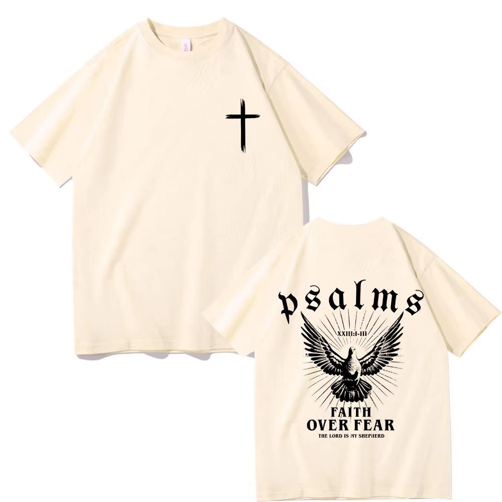 Jesus Faith Over Fear Peace Dove Graphic T-shirts Men Women Fashion Casual Oversized T Shirt Man 100%  Tshirt