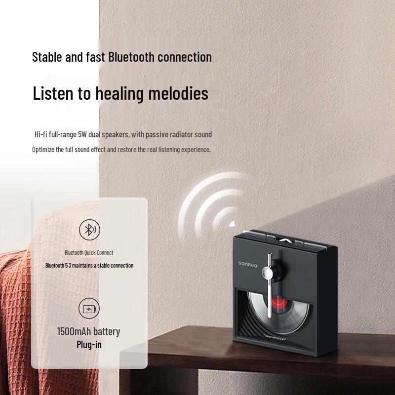 Duiban Retro Vinyl Style Bluetooth Speaker CN plug (adapter included)