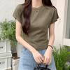 Purple American Retro Small Fly Sleeve Short Sleeve T-shirt Women's Summer High Waist Slim Fit Hot Girl Short French Top