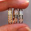 Boho Female Crystal CZ Stone Ring Vintage Stainless Steel  Promise Yellow Gold Wedding Jewelry For Women