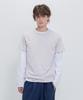 PSSHOPPER [2 Pack] Slub Short Sleeve, Cut-Out Long Sleeve Layered Set [Cocoa, White]