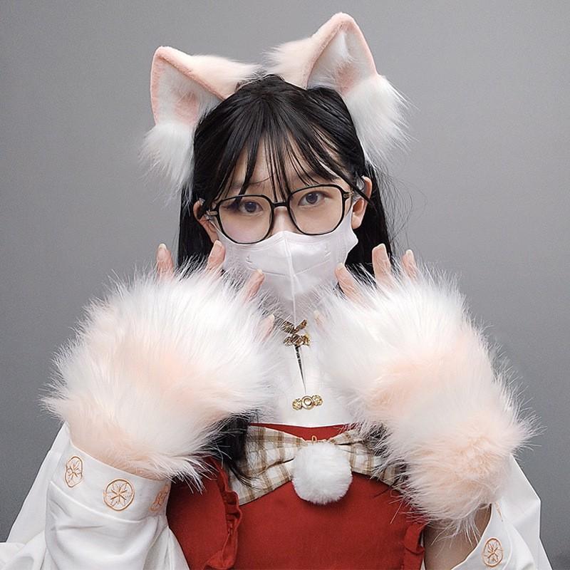 Handgefertigtes Fuchs-Ohren-Haarband Cosplay Kostüm Party Halloween Accessoire Süßer Kawaii Stil