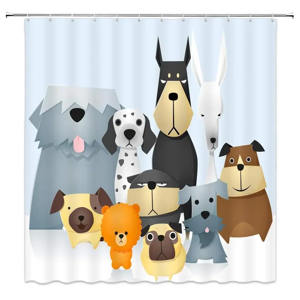 

Funny Bulldog Fabric Shower Curtain Bear Deer Cow Forest Animal Vintage Style Polyester Fabric Art Shower Curtain Bathroom Decor W60H190(CM)-1 Pcs