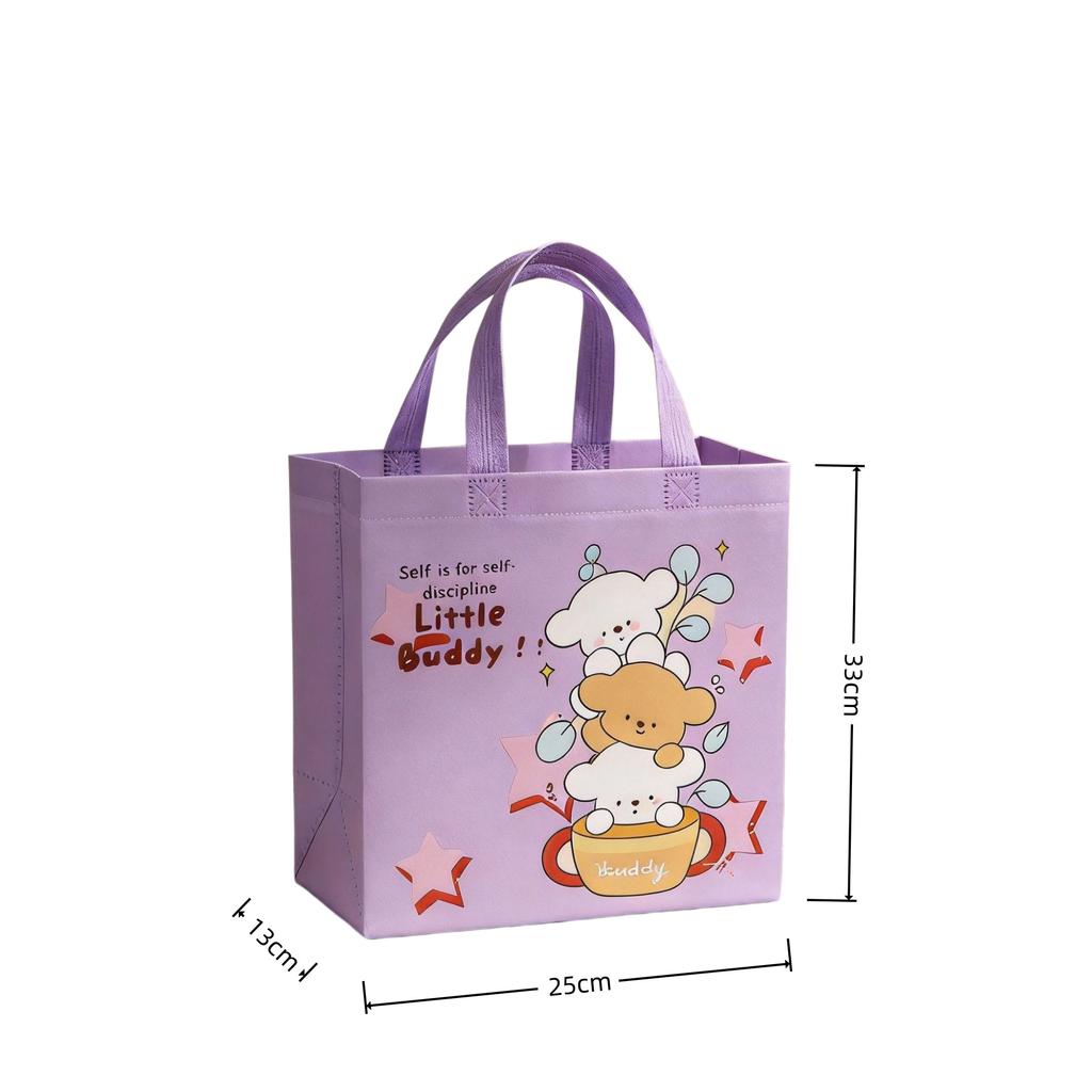 12pcs Children Day Canvas Gift Tote Bags Cute Cartoon Bags for Kids Party Birthday Party Favor Kindergarten School Gift Bags
