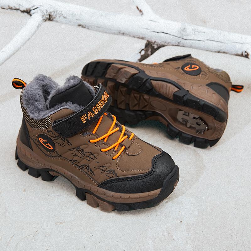 Winter Snow Boots Children Casual Luminous Shoes Boys Breathable Sneaker Warm Plush Kids Non-slipl Hiking Shoes