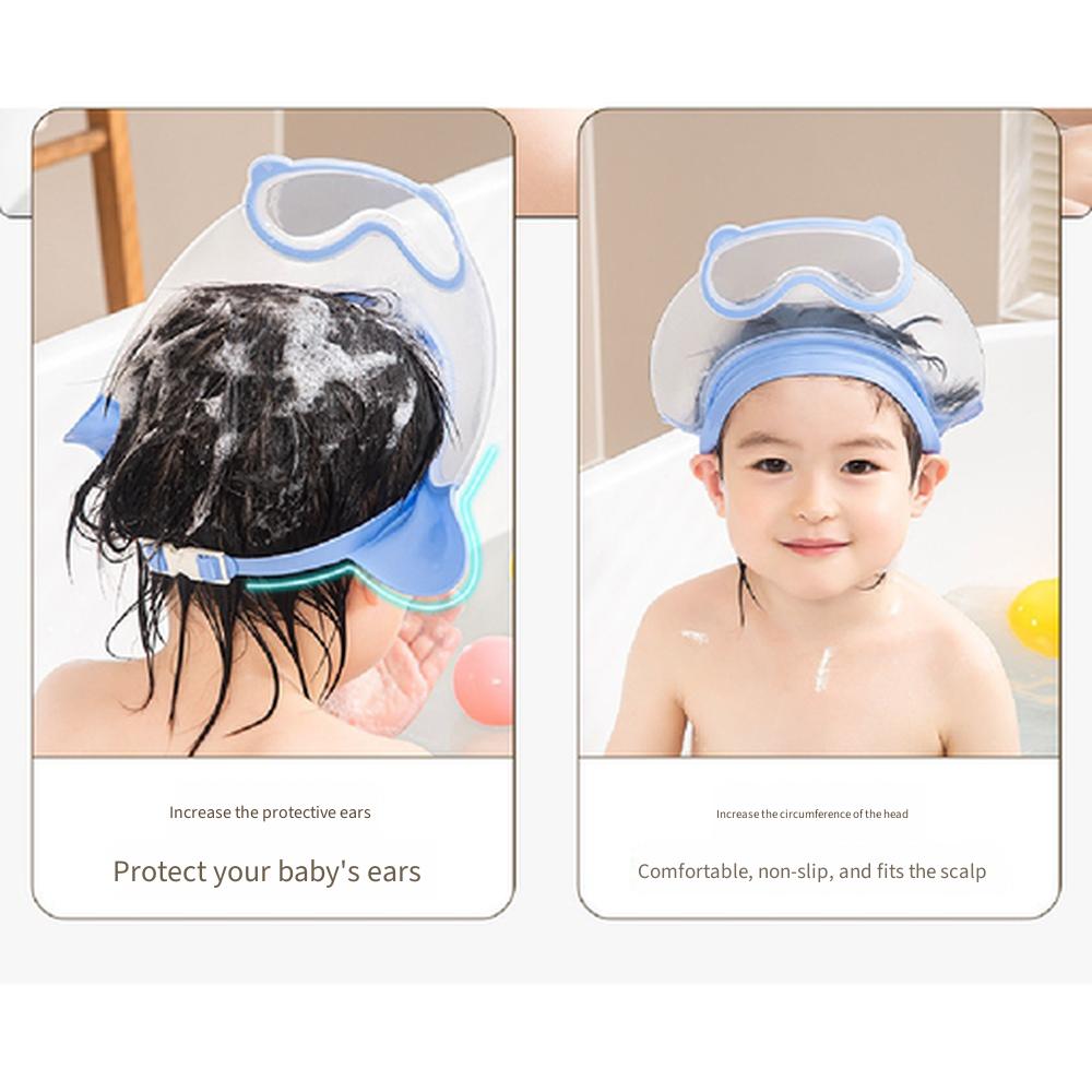 Baby-Duschhaube, Kinder Ohrenschutz Wasserabweisend Haarewaschhut, Verstellbare Wasserdichte Badekappe für Säuglinge