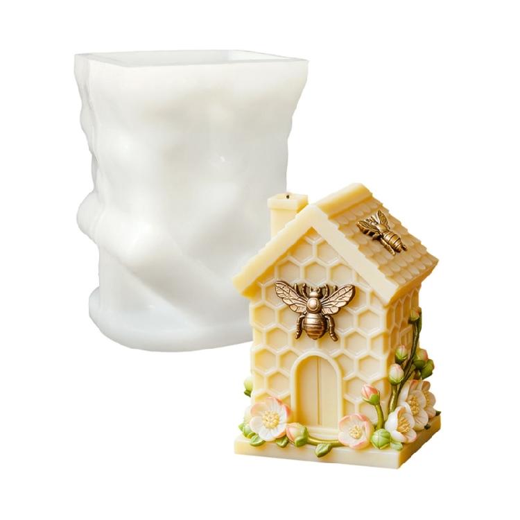 Honeycomb House Shape Silicone Mould Holiday Candle Silicone Molds For Handmade Candle Soap Chocolate Candy Cake Baking