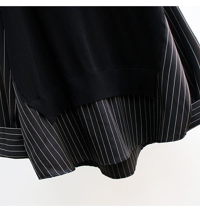 Primăvară-Toamnă 2025 Femei Stil Coreean Patchwork Aspect Două Piese Hanorac-Bluză Largă