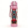 1PC Ethnic Geometric Rug 750ml Color Plastic Sports Water Bottle Leakproof Flip Straw Lid For Sports Office Home Use