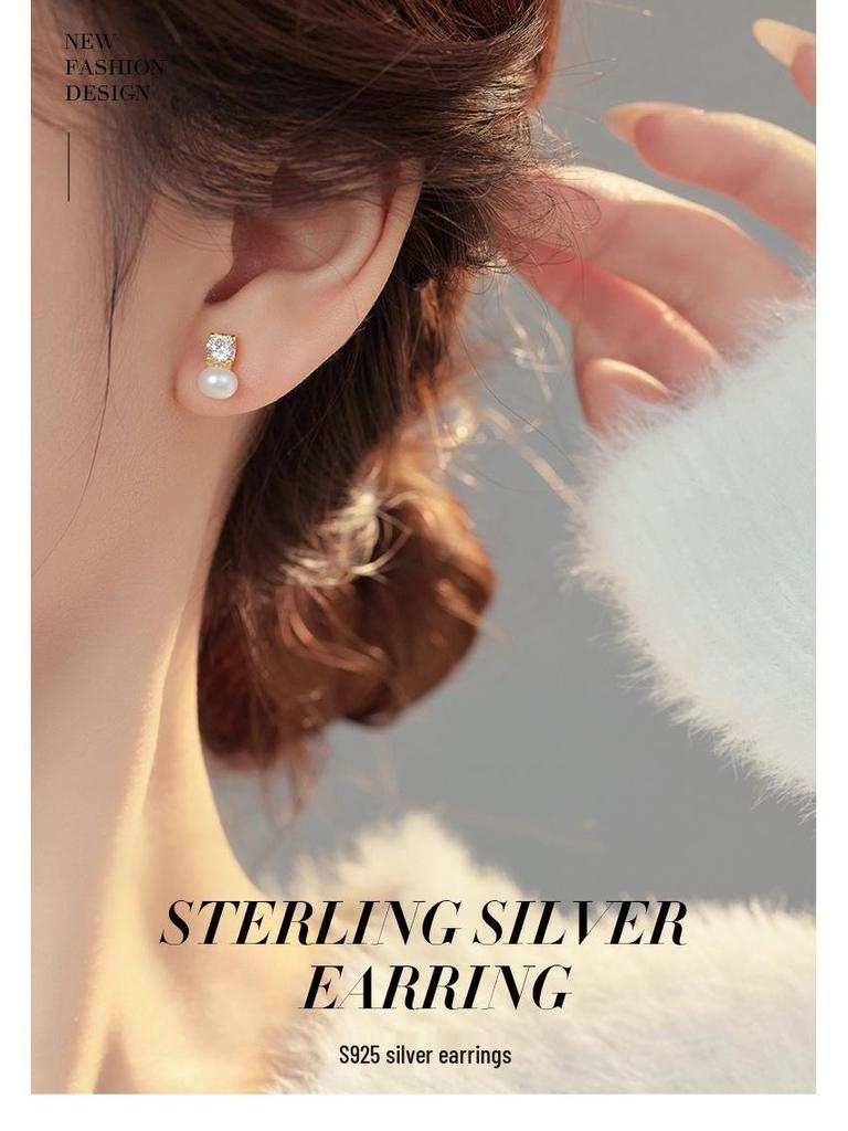Banyan Tree Zircon Pearl S925 Silver Earrings for Women - Stylish Commuter Jewelry Trend