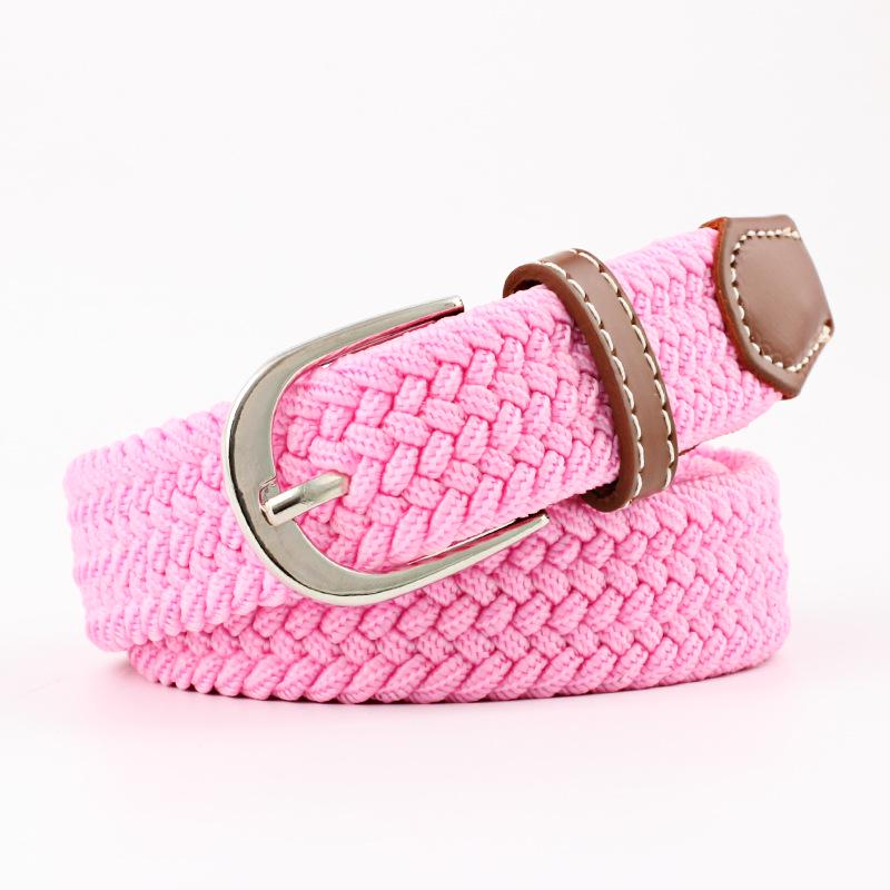 Unisex Youth Elastic Woven Canvas Leather Belt
