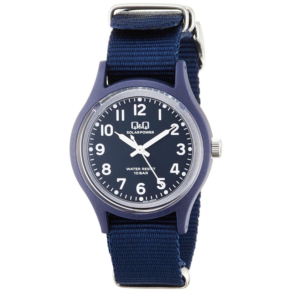 

[Citizen Q and Q] Analog Solar Watch 10 ATM Water Resistant Nylon Strap E05A-003VK Men s Navy