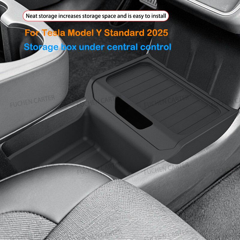 TPE Under Central Control Storage Box For Tesla Model Y Standard 2025+ Flip Cover design Tissue Box Storage interior Accessories
