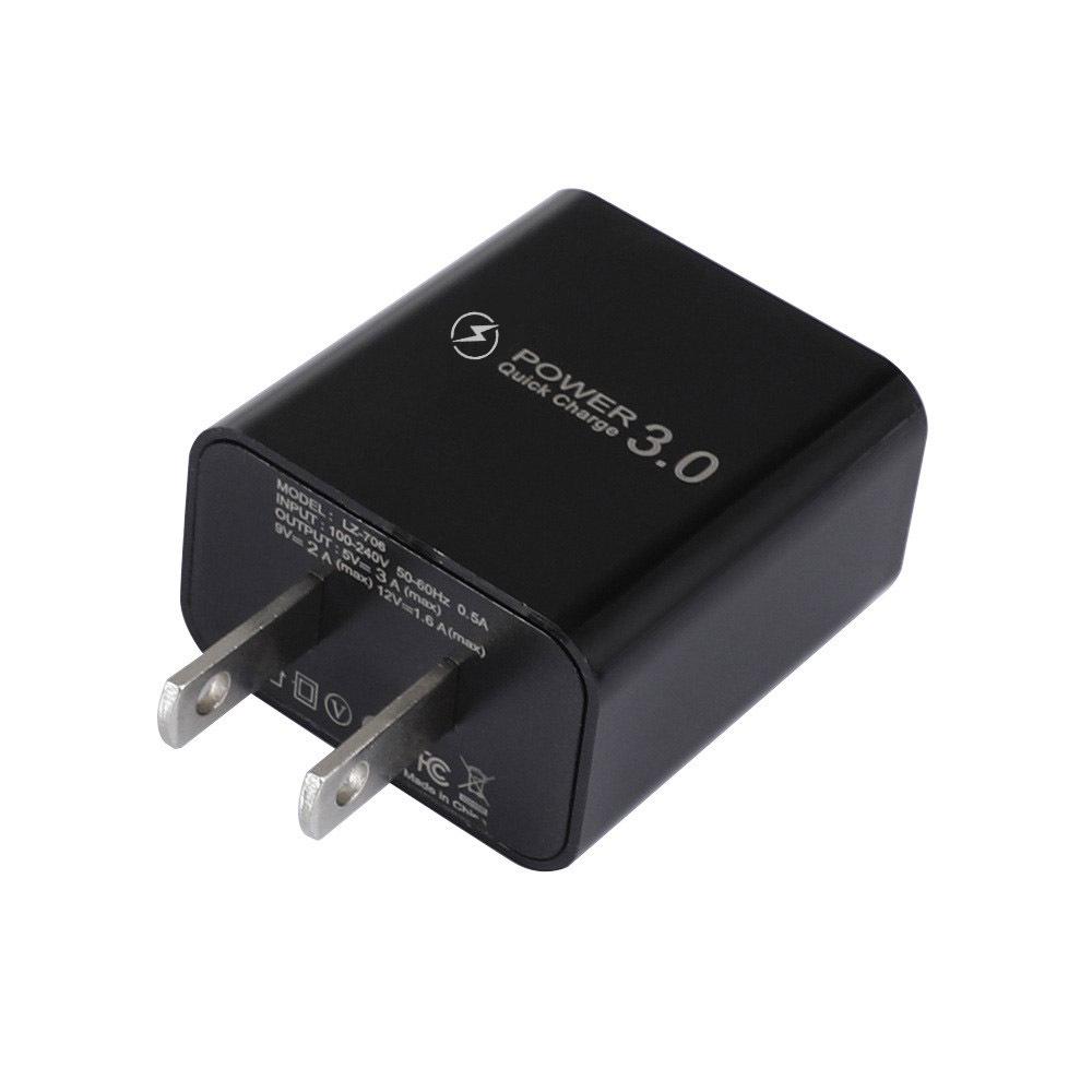 3A QC3.0 Single USB Phone Charger for Smart Devices with US/EU Plug.