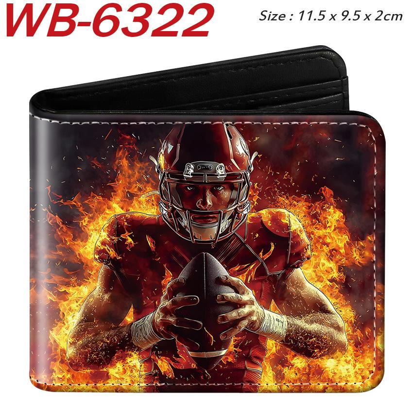 Sports Ball Bifold Wallet Football Basketball Rugby Pattern Student Coin Purse Card Holder Leather Short 1pcs