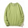 Spring Crew Neck Sweatshirt: Drop Shoulder, Solid Color, Long Sleeve, Logo-Printed Workwear.