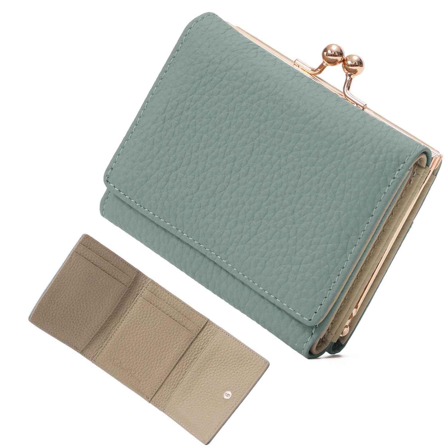 

Blanc Pomme Women s Tri-fold Wallet, Mini Wallet with Coin Purse, Compact, BlueGreige, bp-1068