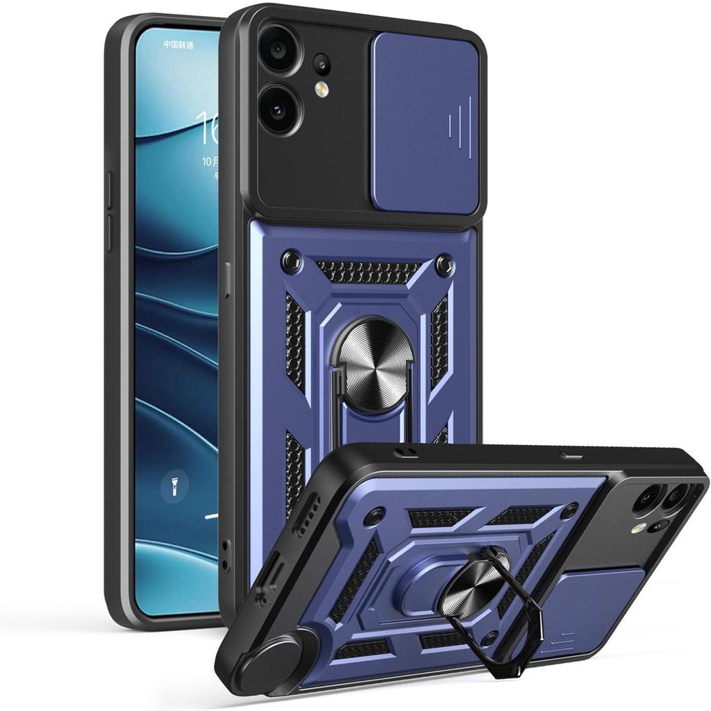 Husă Armură cu Suport pentru Telefon Nothing CMF 2 Pro, Acoperire Protecție Obiectiv cu Inel, Suport Magnetic, Coque Fundas Capa